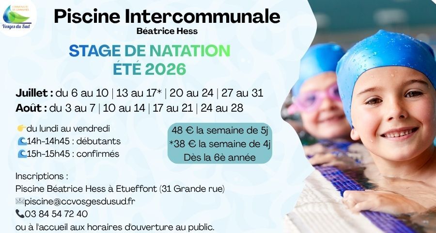 Stages de natation - Été 2026