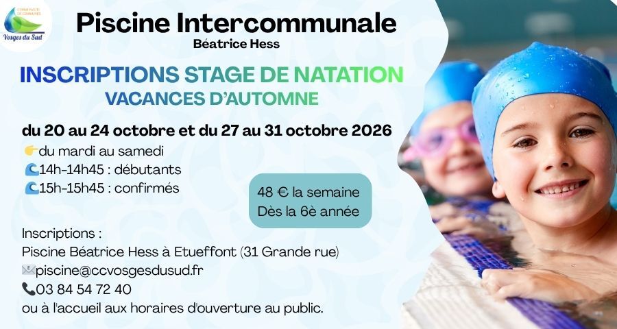 Stages de natation - vacances d'automne