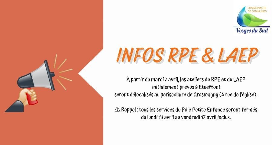 RPE et LAEP : Changement de salle