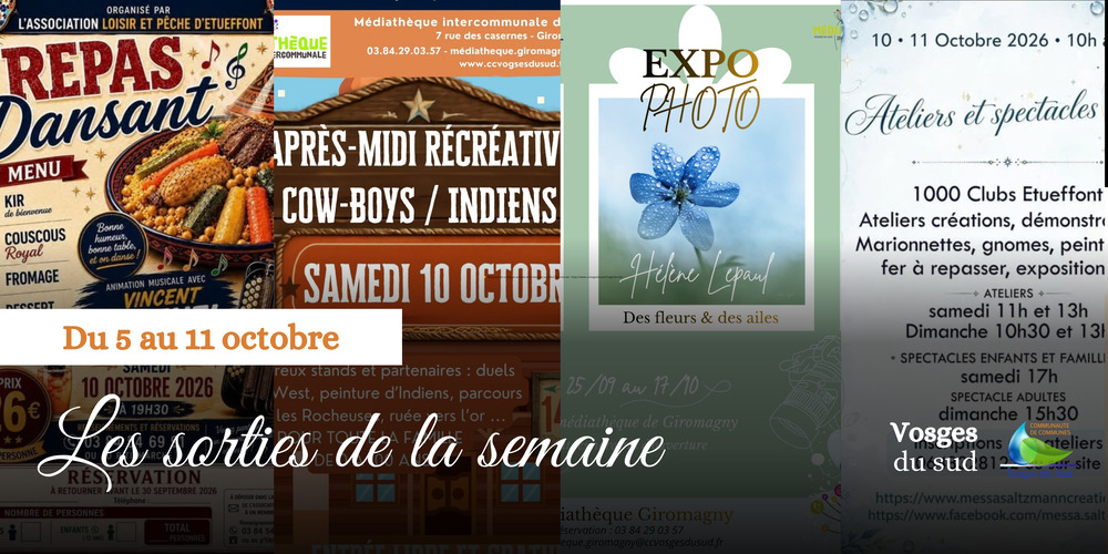 Les sorties de la semaine du 5 au 11 octobre !