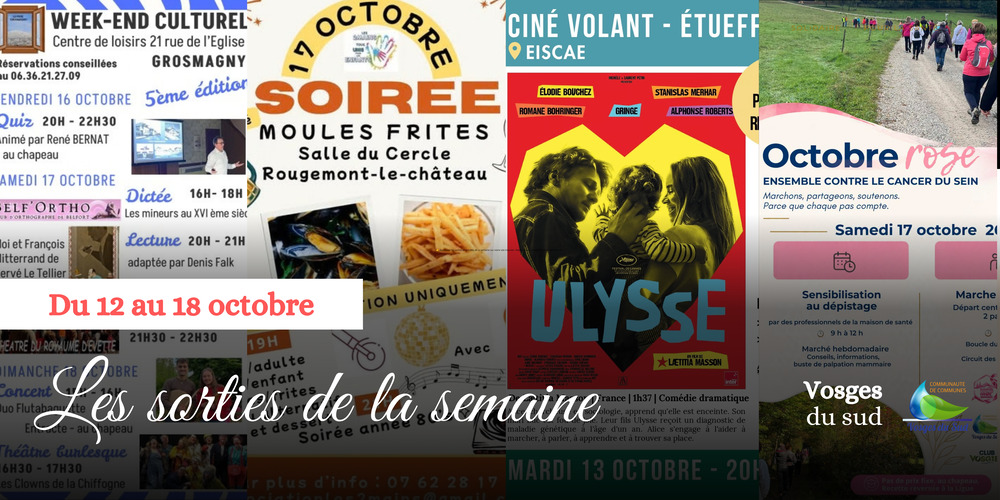 Les sorties de la semaine du 12 au 18 octobre !