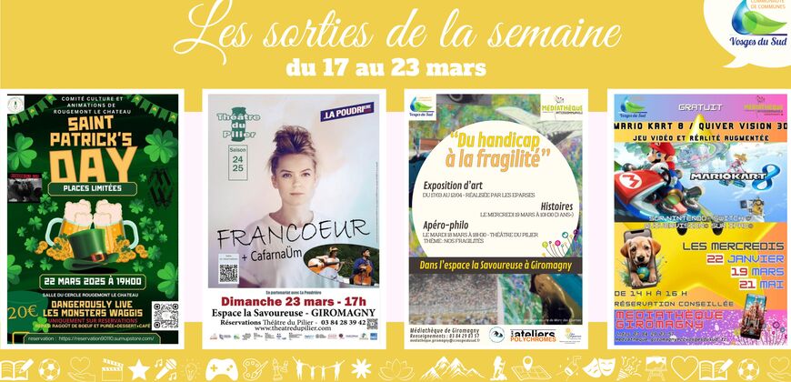 Les sorties de la semaine du 17 au 23 mars !