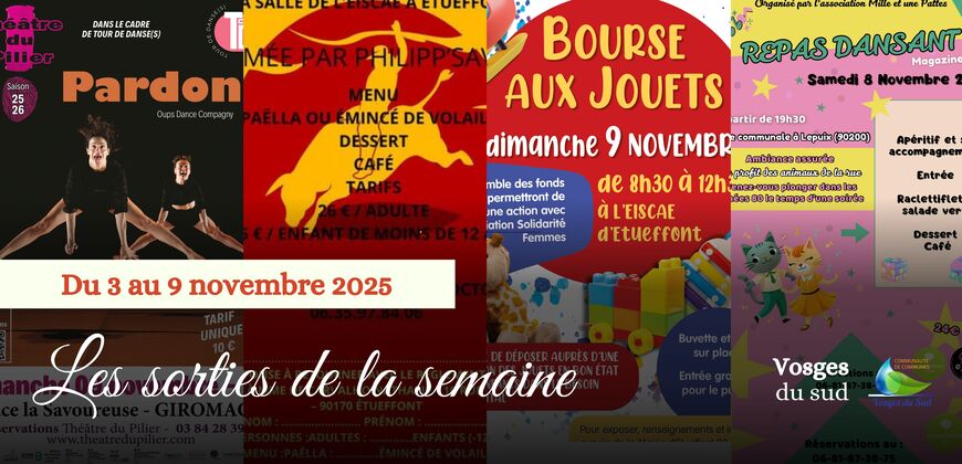Les sorties de la semaine du 3 au 9 novembre !