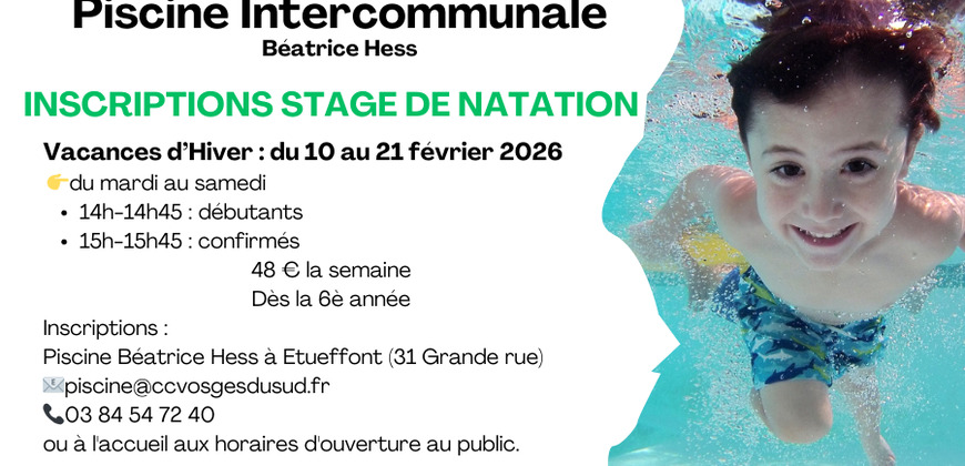 Stage de natation Vacances d'Hiver