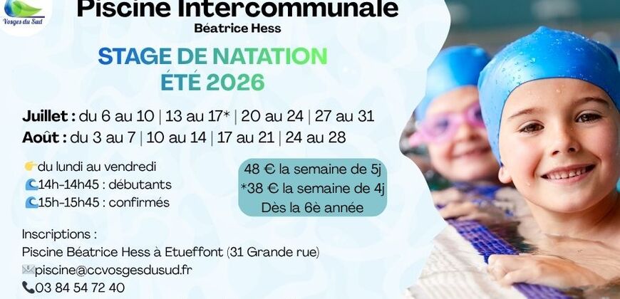 Stages de natation - Été 2026