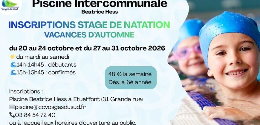 Stages de natation - vacances d'automne