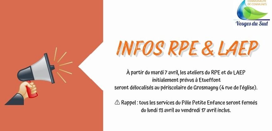 RPE et LAEP : Changement de salle