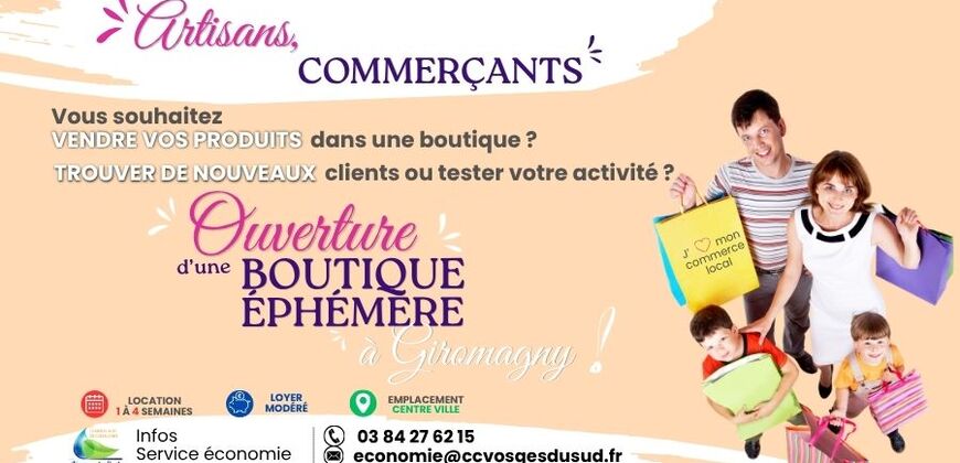 Ouverture d'une boutique éphémère