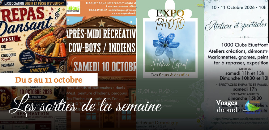 Les sorties de la semaine du 5 au 11 octobre !