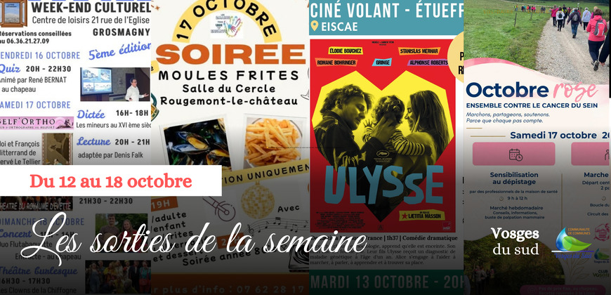 Les sorties de la semaine du 12 au 18 octobre !