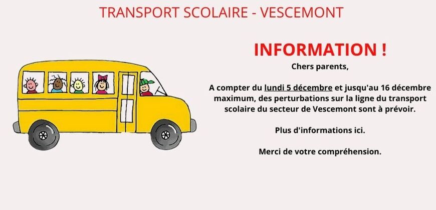 Information - transport scolaire Vescemont