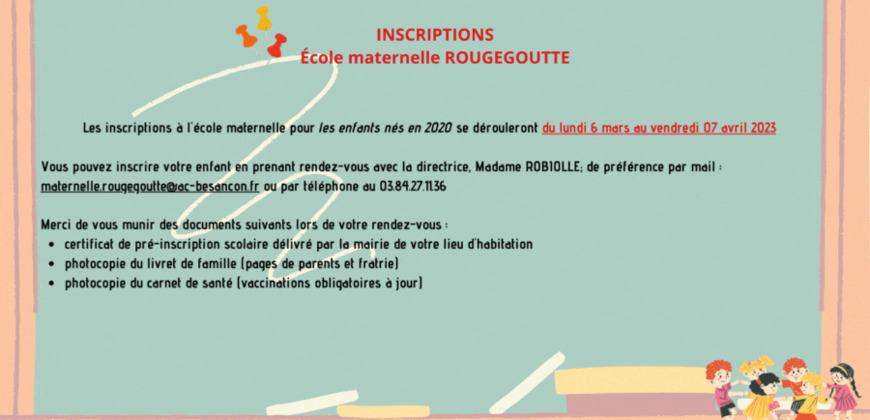 Inscriptions école maternelle Rougegoutte
